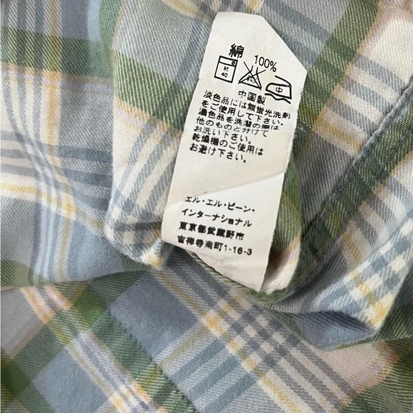 🌲 L.L. Bean Women’s Green & Blue Plaid Button-Down Cottage Core Shirt L-Reg - Picture 7 of 8